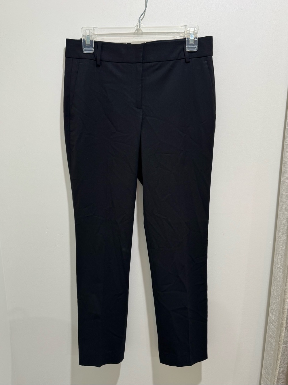 Theory Straight Tro Black Wool Blend Tailored Straight Leg Dress Pants Size 2 - Picture 1 of 11
